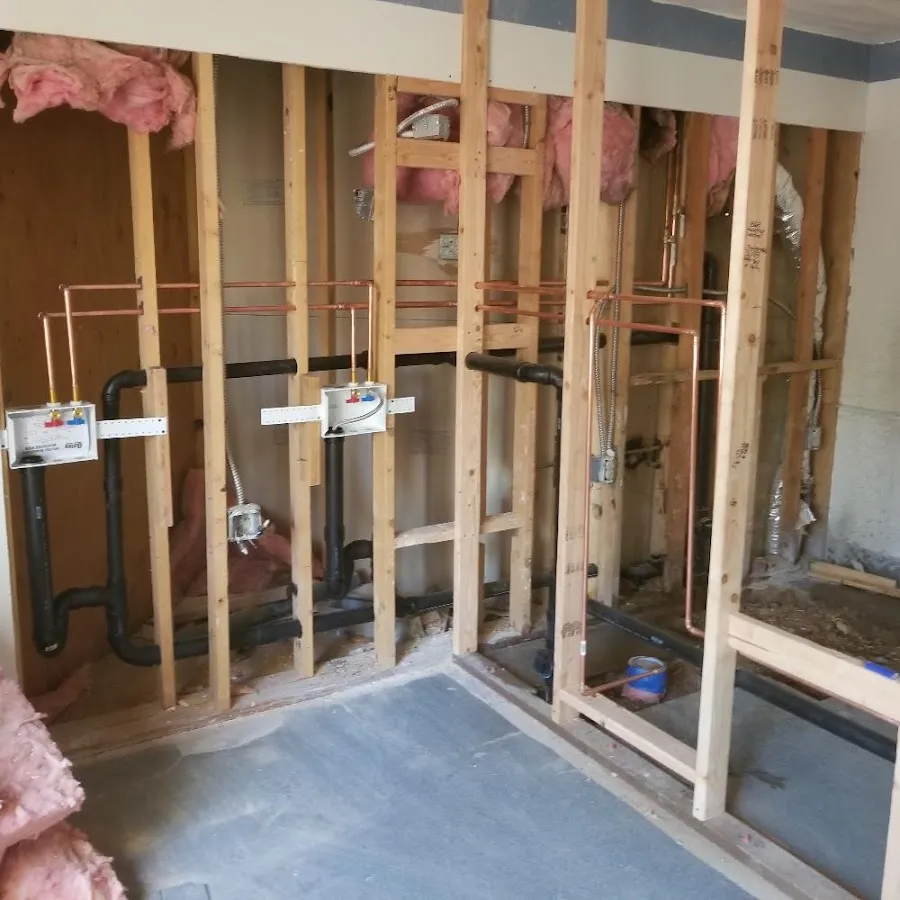 Copper pipe rough-in and plumbing installation in Beachwood